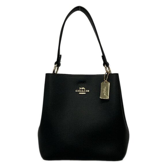 Auth COACH Small Town Bucket Bag 1011 Black Leather Handbag - Picture 1 of 15